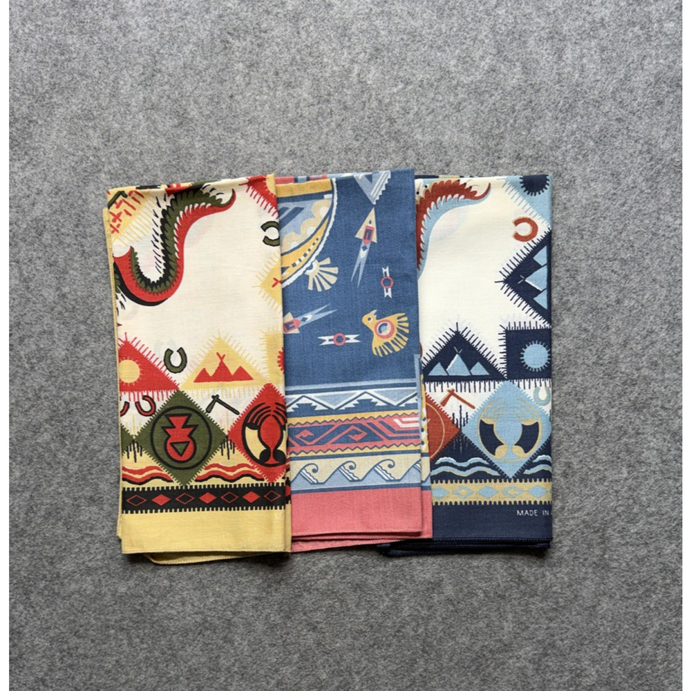 Vintage Wamcraft Bandana Scarf Lot 3 Multicolor Western Aztec